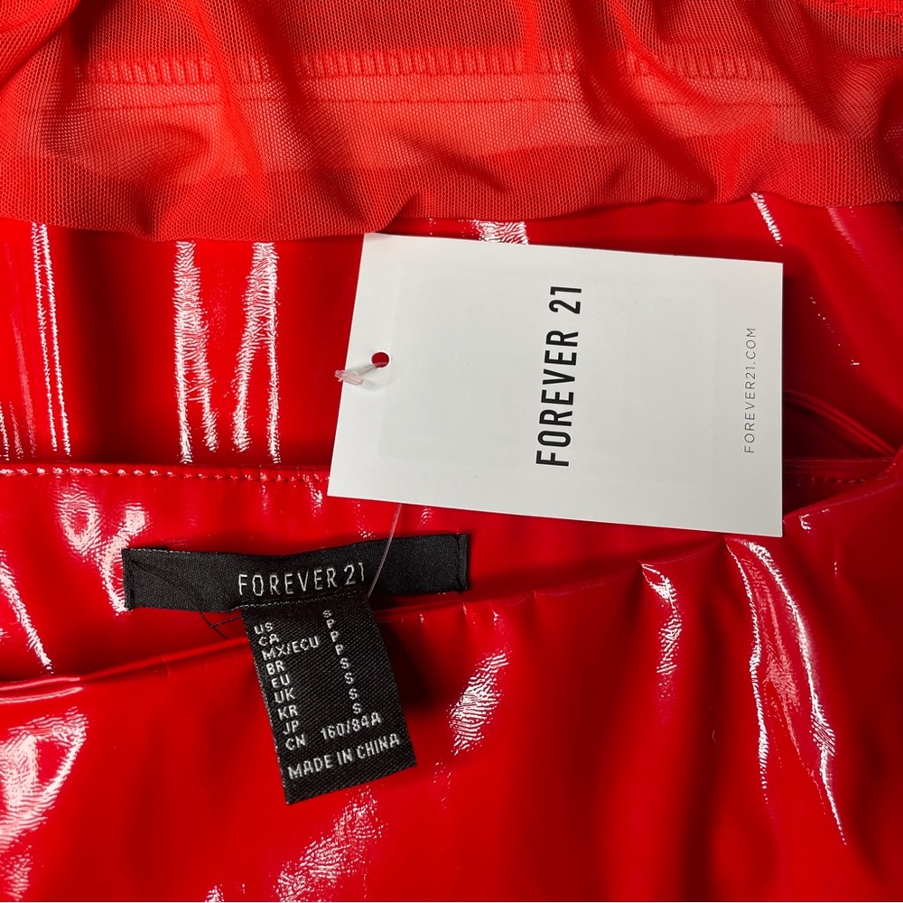 Red Spaghetti Strap Latex Bodysuit - Picture 5 of 5